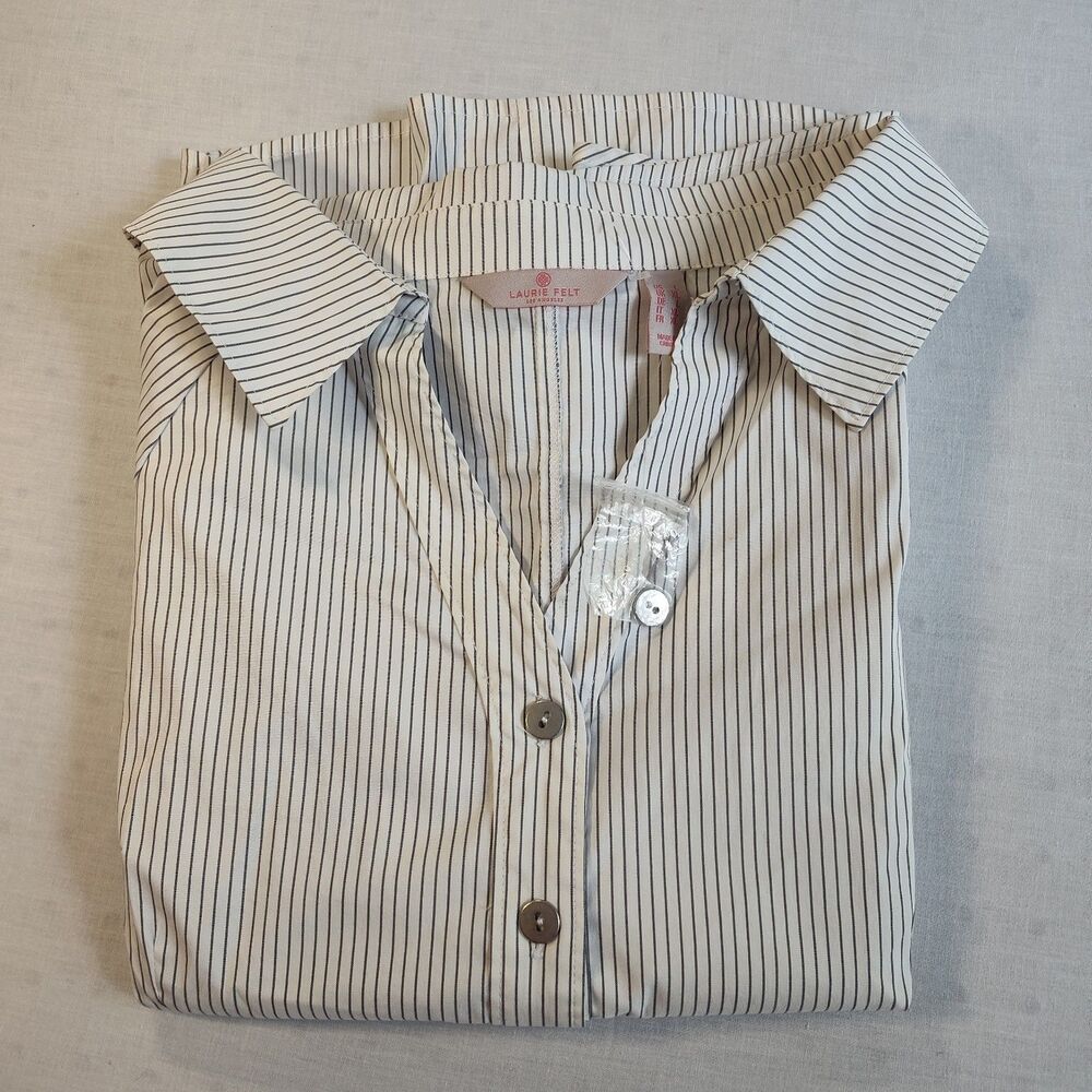 New! Sz Large Laurie Felt Los Angeles Button Up Collar Dress Shirt Bell Sleeve